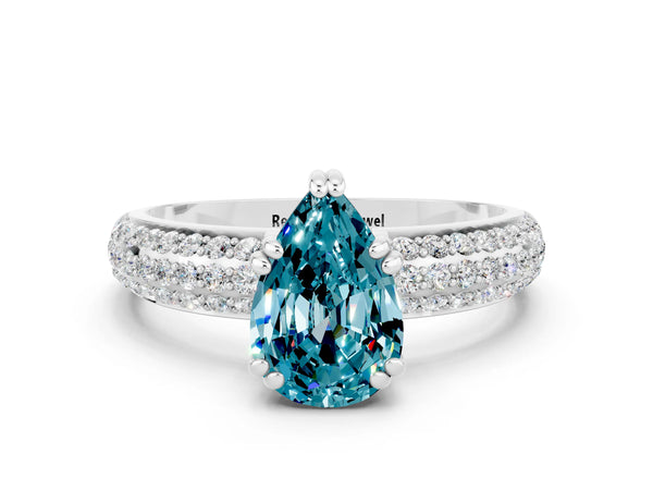 Silver Pear Cut Cut Diamond Milgrain Marquise Band with Prong Setting