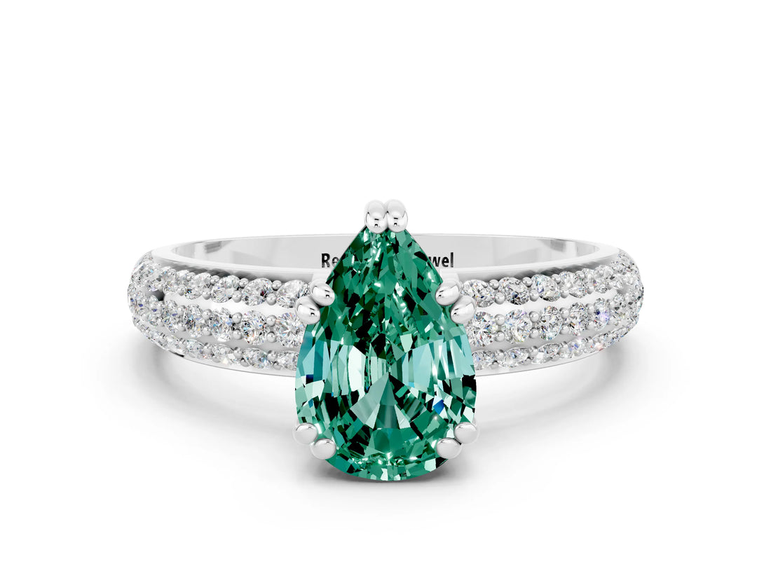 White gold Pear Cut Cut Diamond Milgrain Marquise Band with Prong Setting