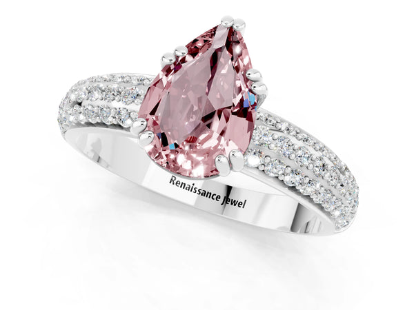 Platinum Pear Cut Cut Diamond Milgrain Marquise Band with Prong Setting