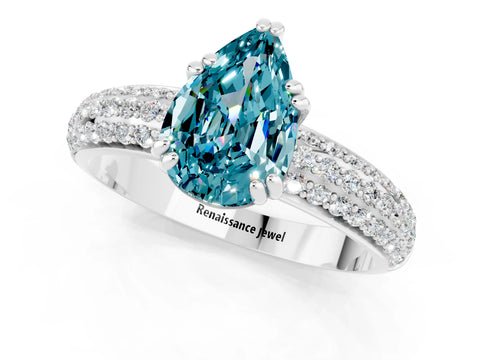 White gold Pear Cut Cut Diamond Milgrain Marquise Band with Prong Setting_1