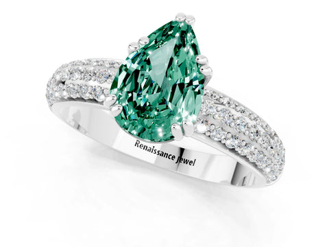 White gold Pear Cut Cut Diamond Milgrain Marquise Band with Prong Setting_1