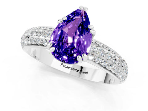 White gold Pear Cut Cut Diamond Milgrain Marquise Band with Prong Setting_1