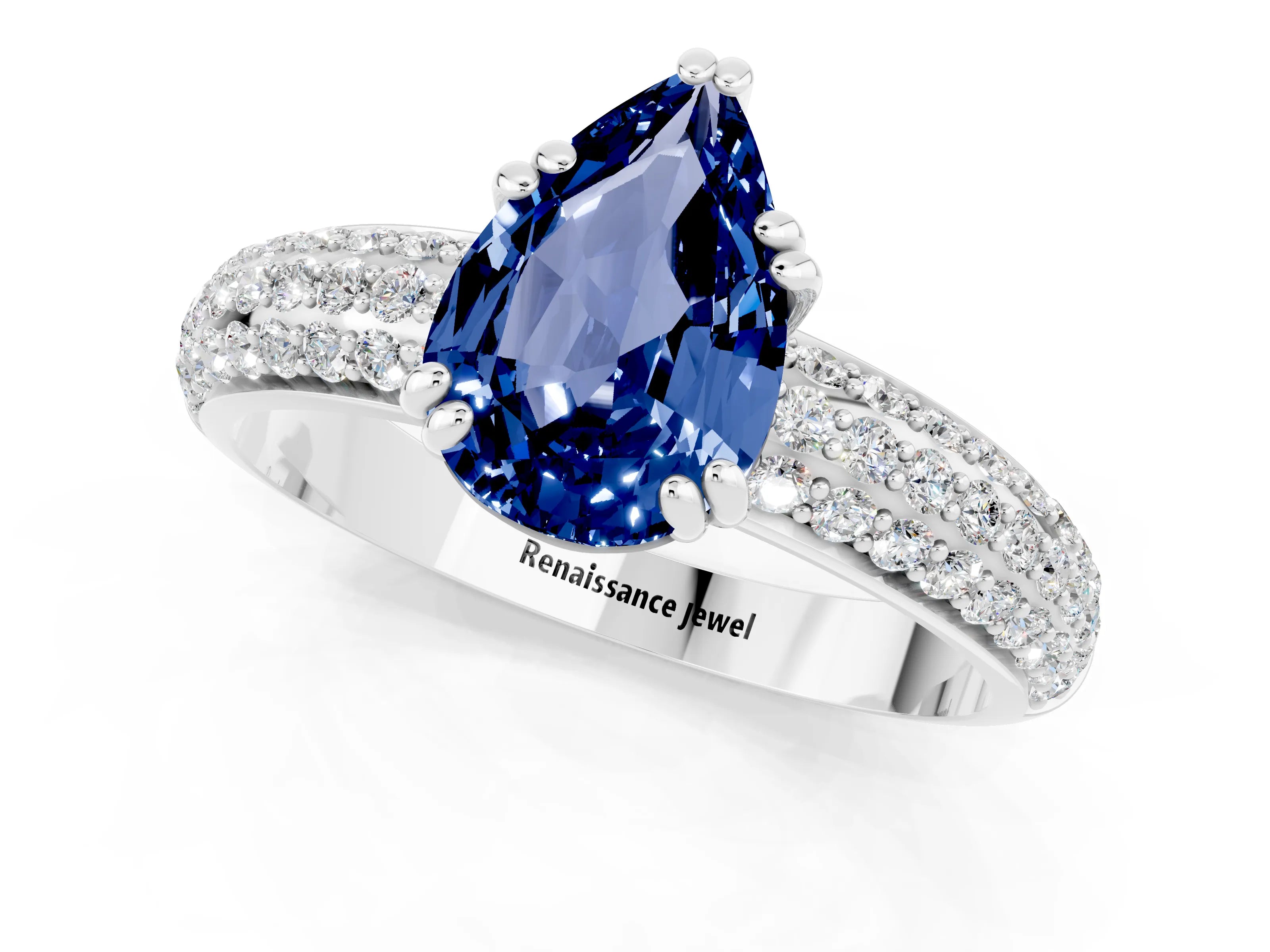 White gold Pear Cut Cut Diamond Milgrain Marquise Band with Prong Setting_1