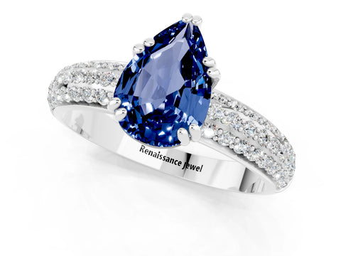White gold Pear Cut Cut Diamond Milgrain Marquise Band with Prong Setting_1