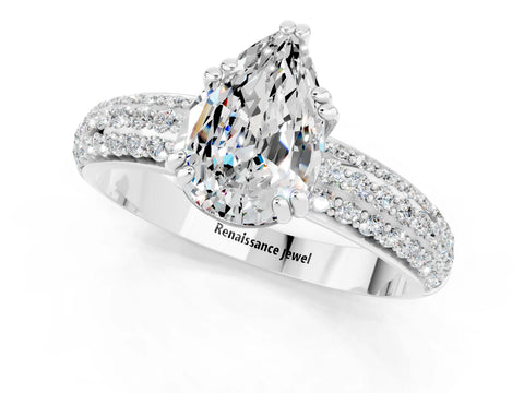 White gold Pear Cut Cut Diamond Milgrain Marquise Band with Prong Setting_1