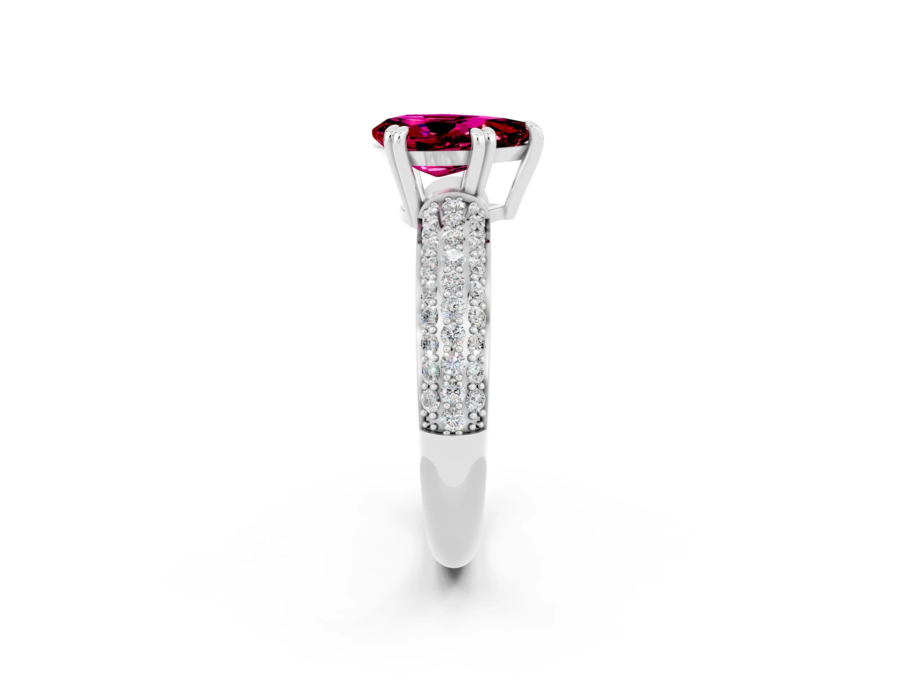 White gold Pear Cut Cut Diamond Milgrain Marquise Band with Prong Setting_2