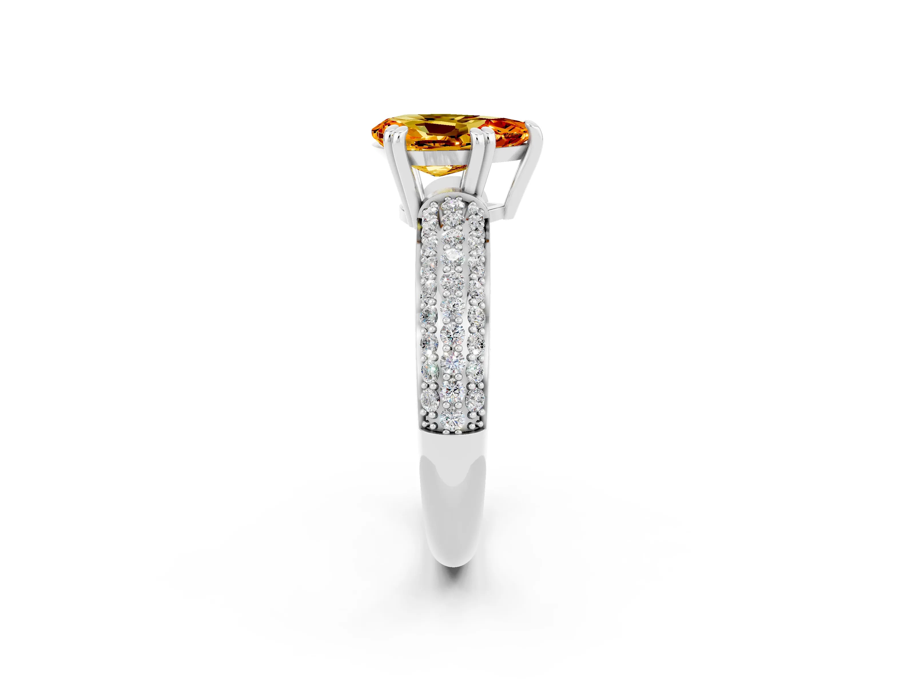 White gold Pear Cut Cut Diamond Milgrain Marquise Band with Prong Setting_2