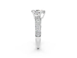 White gold Pear Cut Cut Diamond Milgrain Marquise Band with Prong Setting_2