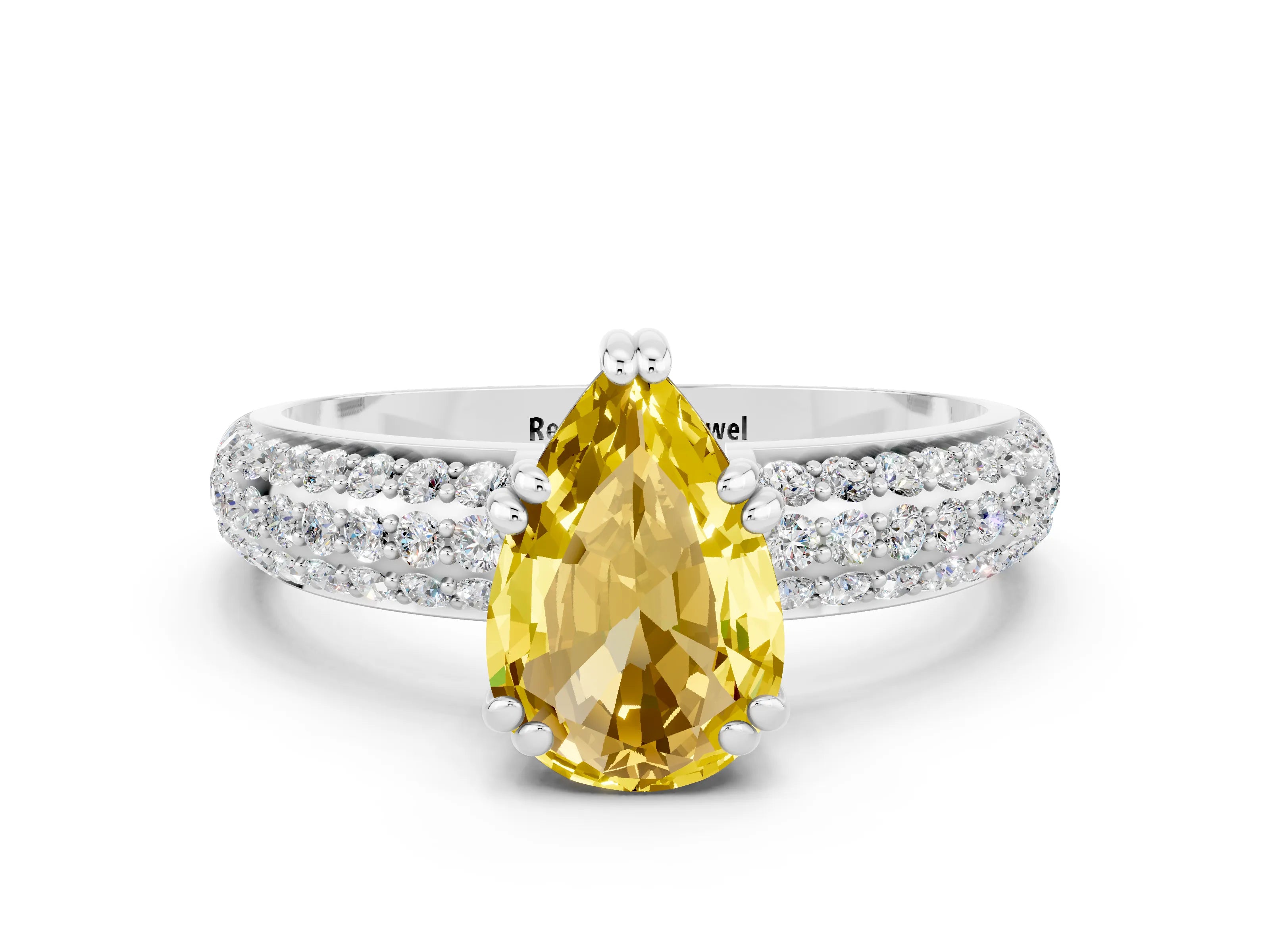 White gold Pear Cut Cut Diamond Milgrain Marquise Band with Prong Setting