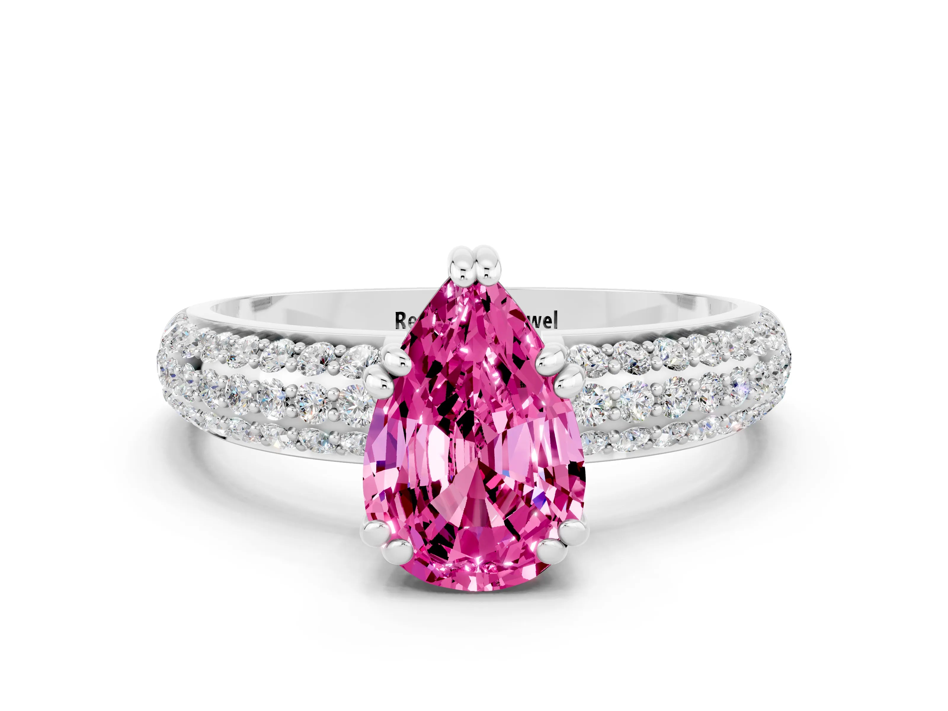 White gold Pear Cut Cut Diamond Milgrain Marquise Band with Prong Setting