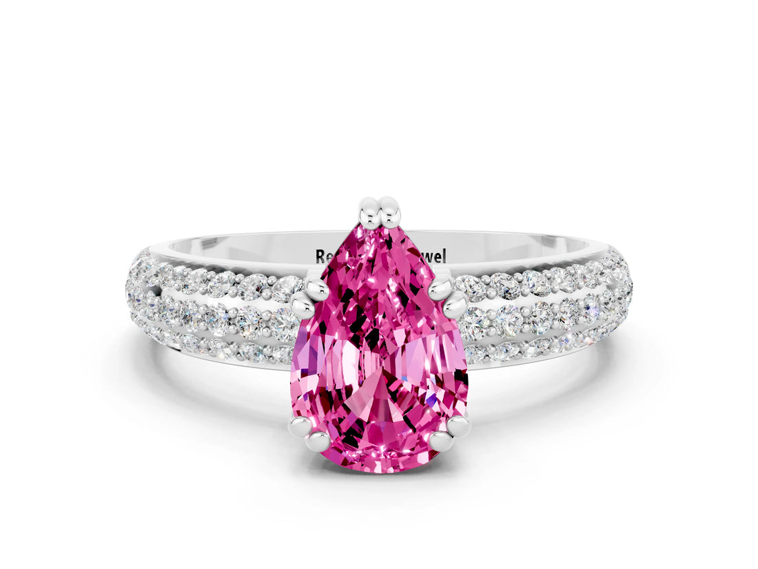 White gold Pear Cut Cut Diamond Milgrain Marquise Band with Prong Setting