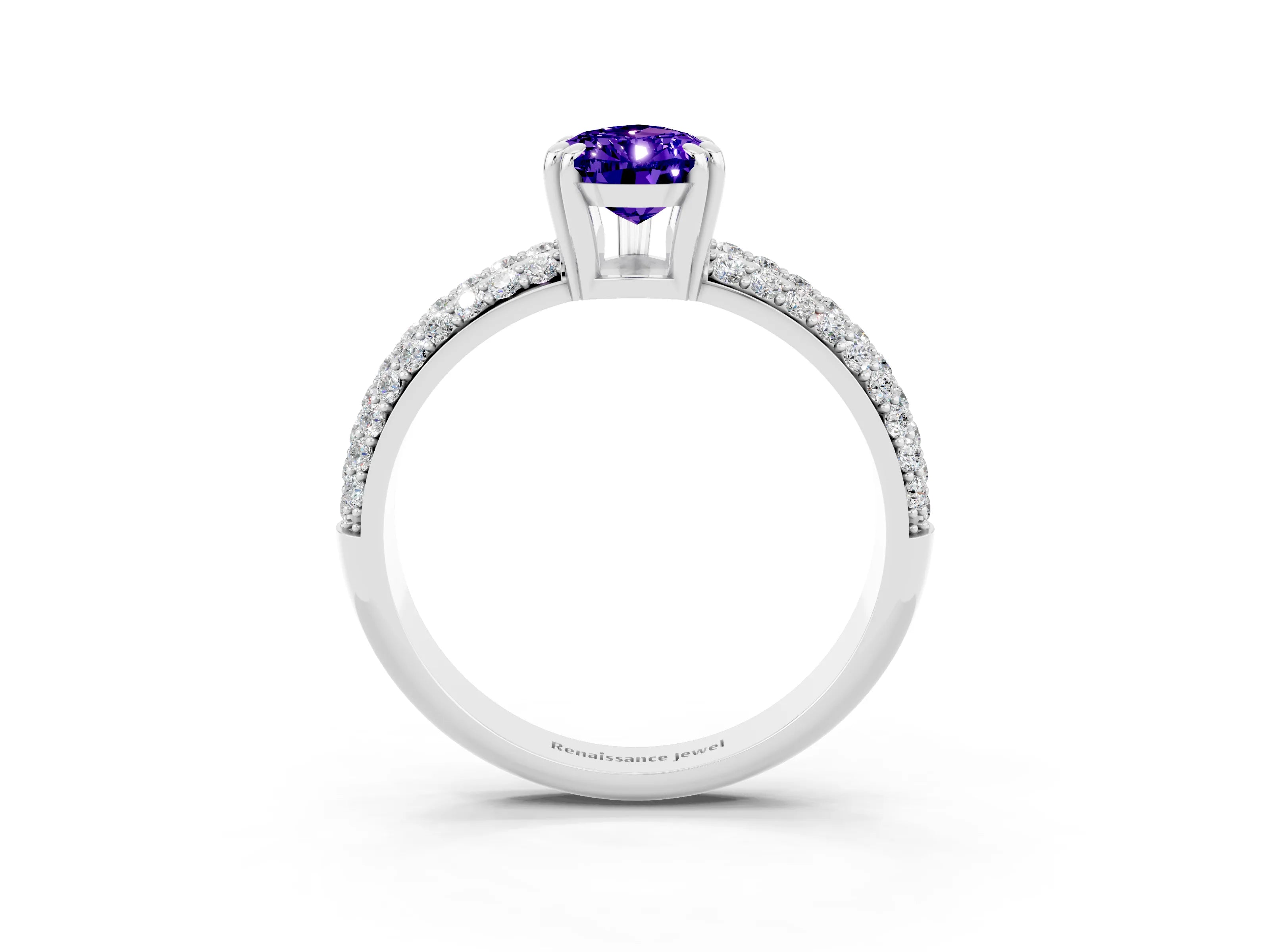 White gold Pear Cut Cut Diamond Milgrain Marquise Band with Prong Setting_3