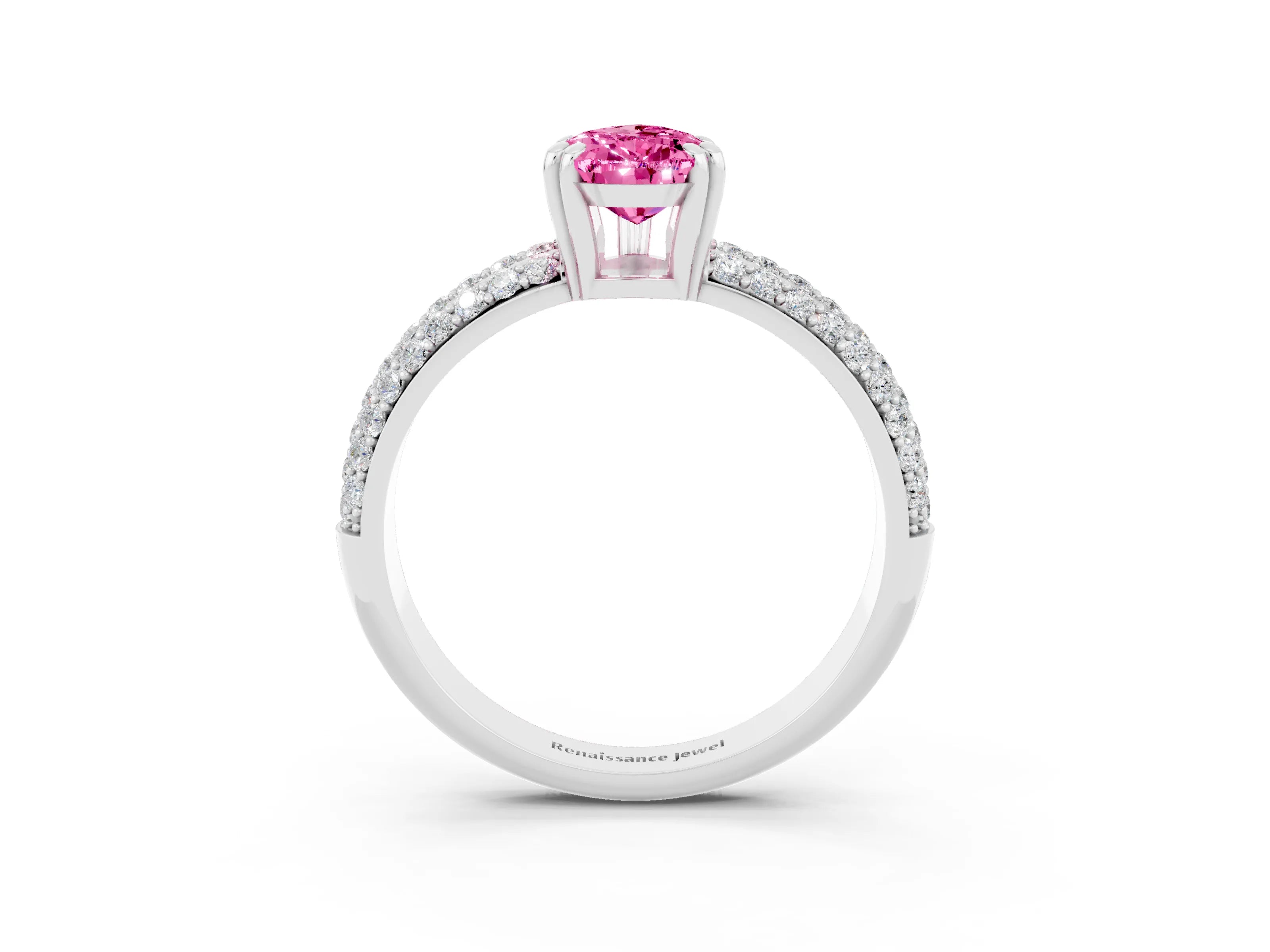 White gold Pear Cut Cut Diamond Milgrain Marquise Band with Prong Setting_3