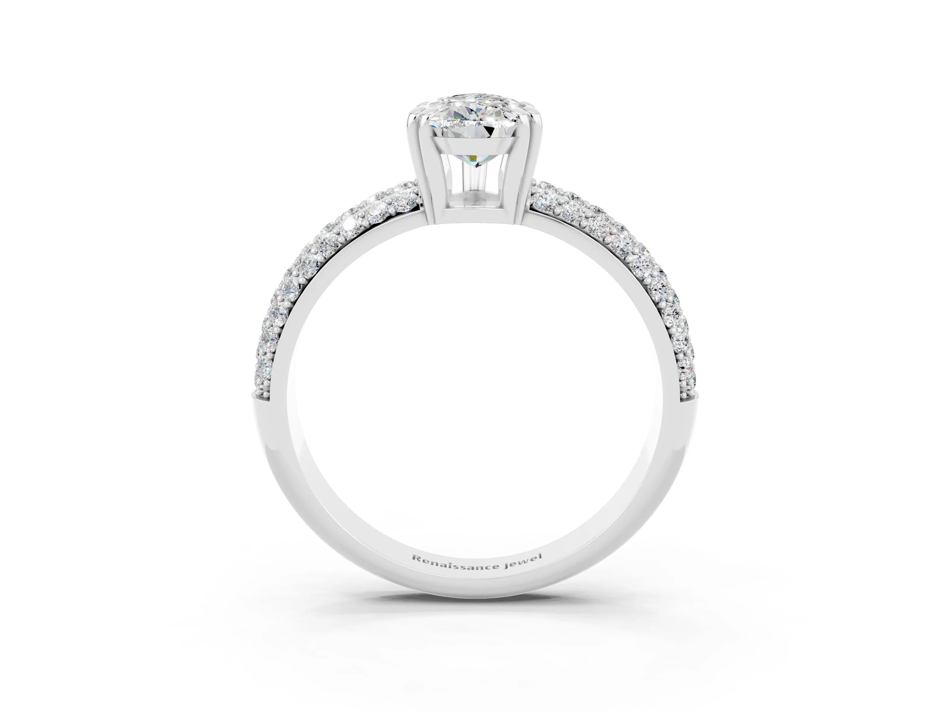 White gold Pear Cut Cut Diamond Milgrain Marquise Band with Prong Setting_3