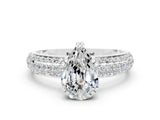 White gold Pear Cut Cut Diamond Milgrain Marquise Band with Prong Setting