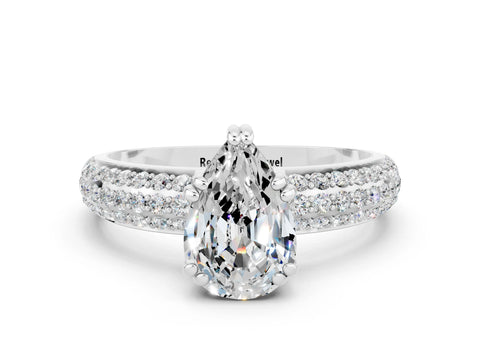 White gold Pear Cut Cut Diamond Milgrain Marquise Band with Prong Setting