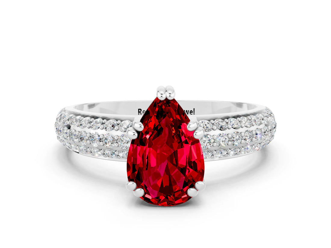 White gold Pear Cut Cut Diamond Milgrain Marquise Band with Prong Setting
