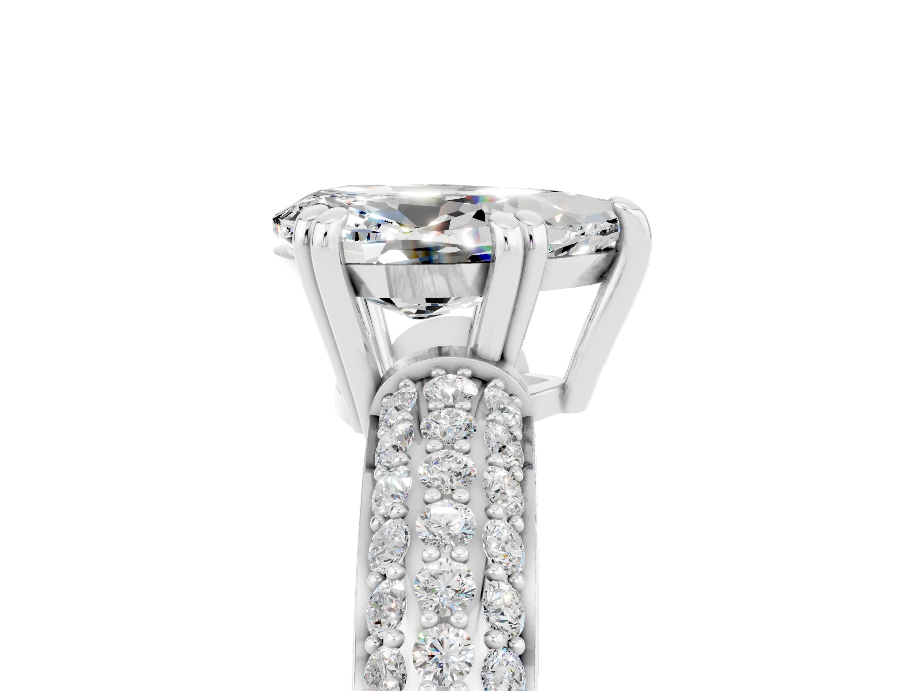 White gold Pear Cut Cut Diamond Milgrain Marquise Band with Prong Setting_5