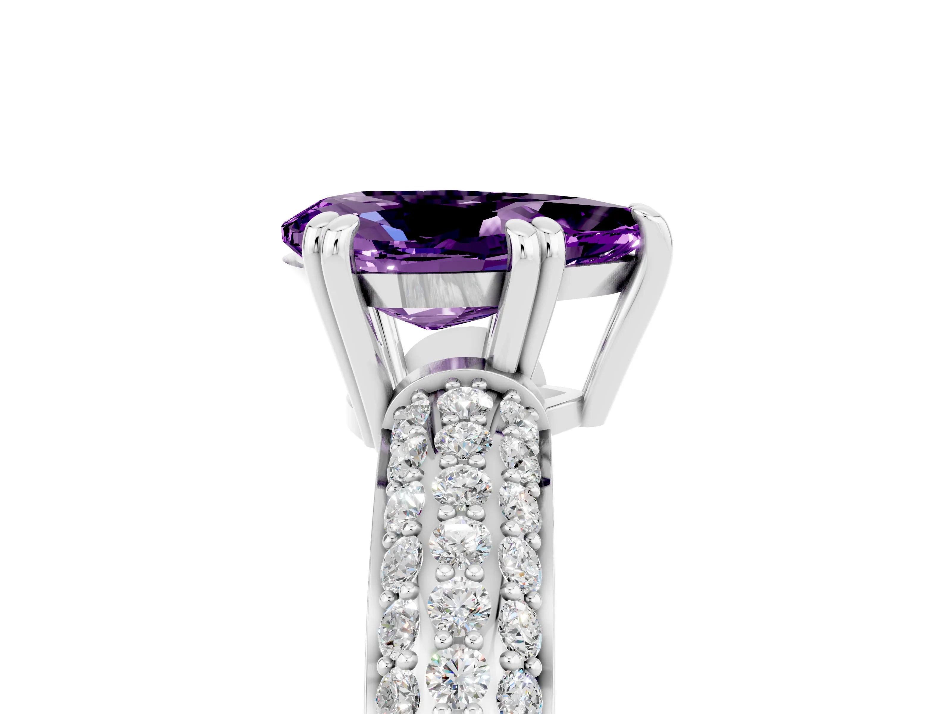 White gold Pear Cut Cut Diamond Milgrain Marquise Band with Prong Setting_5
