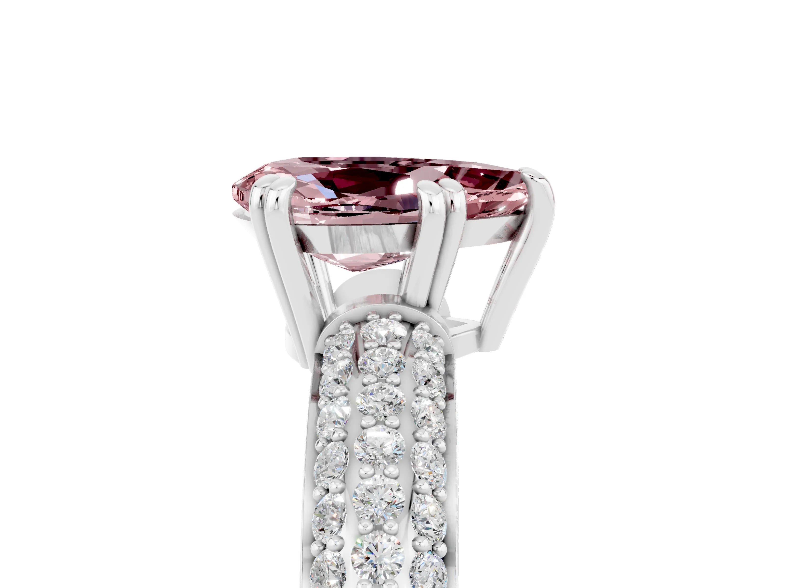 White gold Pear Cut Cut Diamond Milgrain Marquise Band with Prong Setting_5
