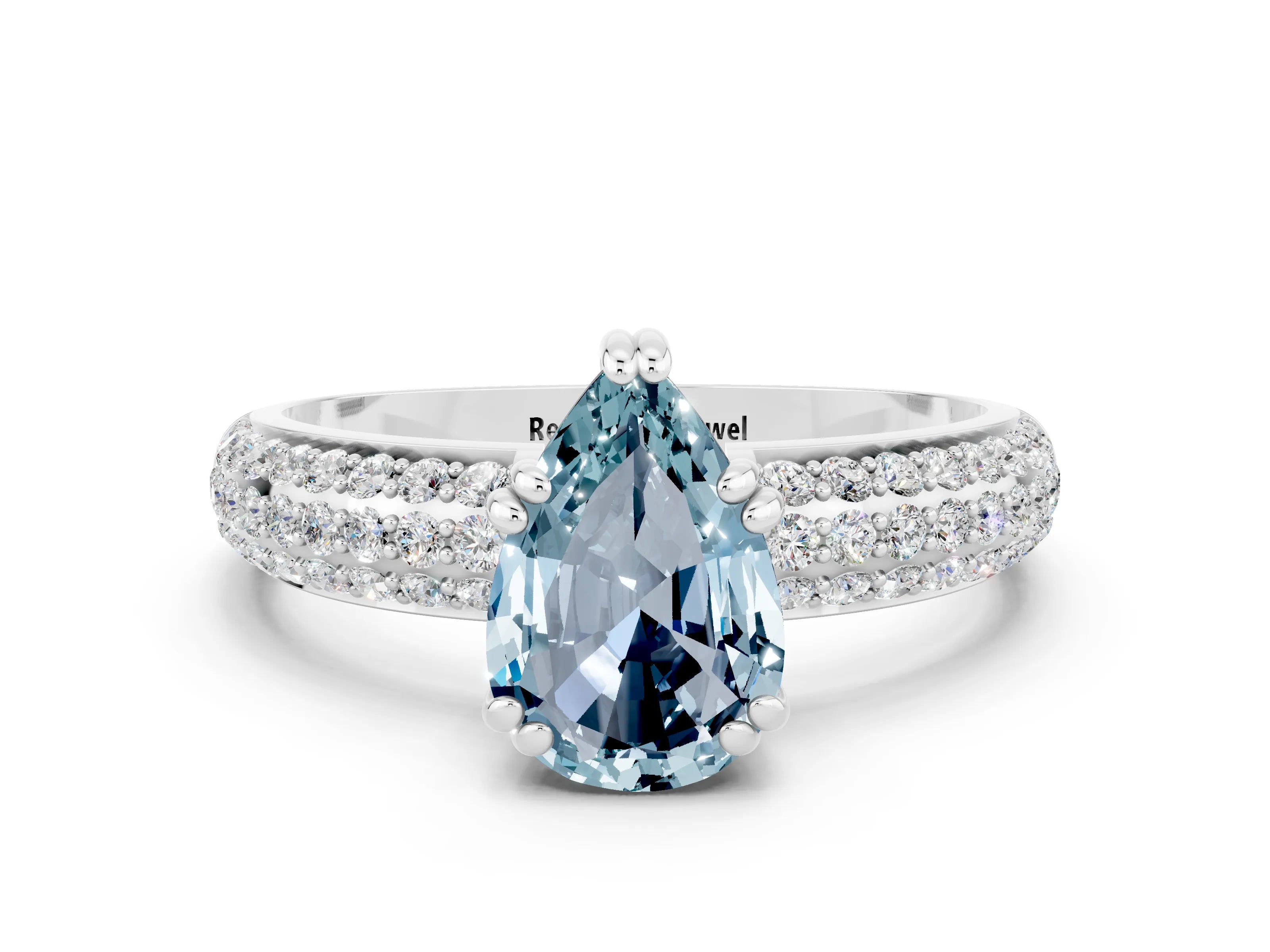 White gold Pear Cut Cut Diamond Milgrain Marquise Band with Prong Setting
