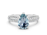 White gold Pear Cut Cut Diamond Milgrain Marquise Band with Prong Setting