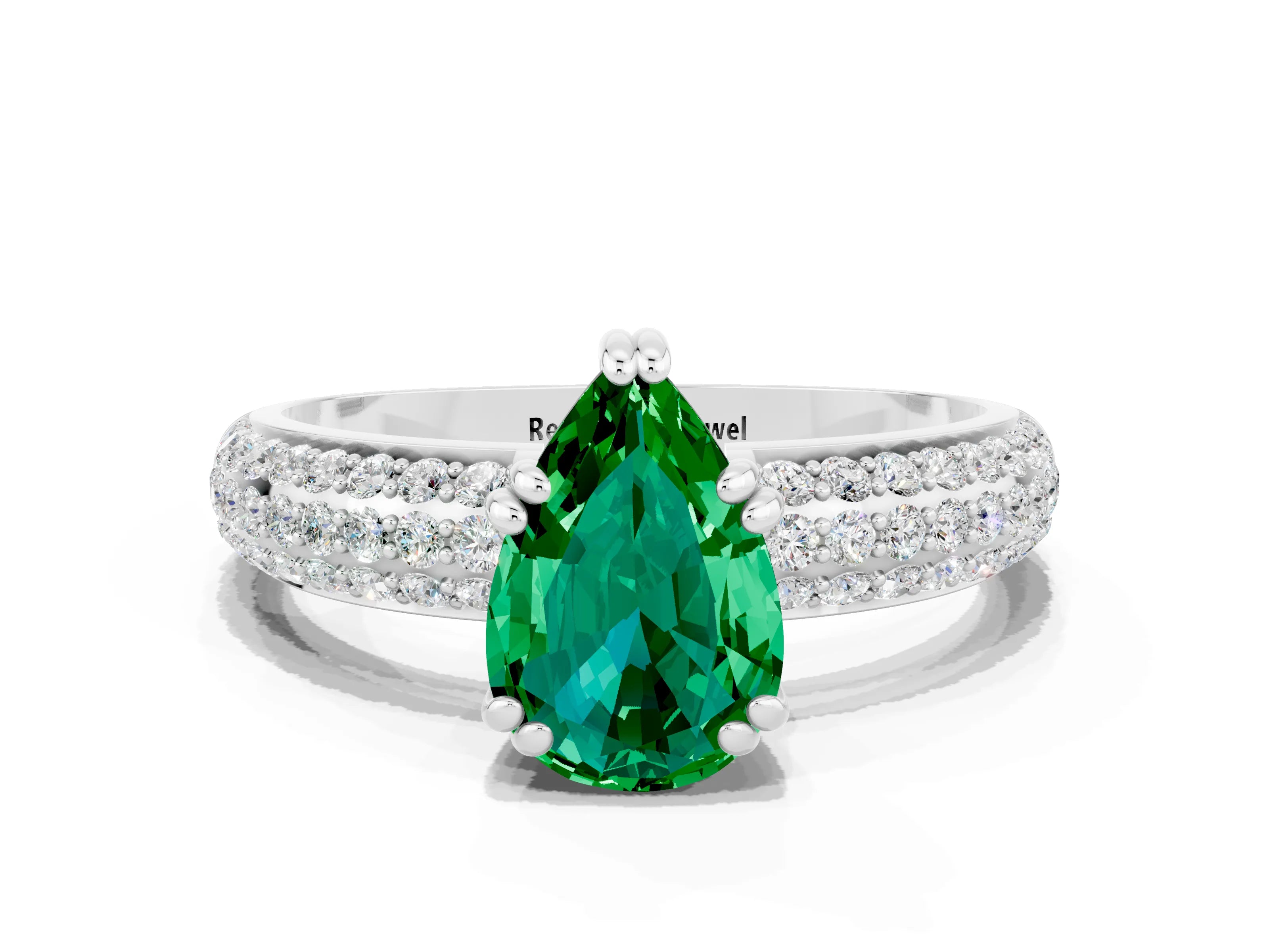 White gold Pear Cut Cut Diamond Milgrain Marquise Band with Prong Setting