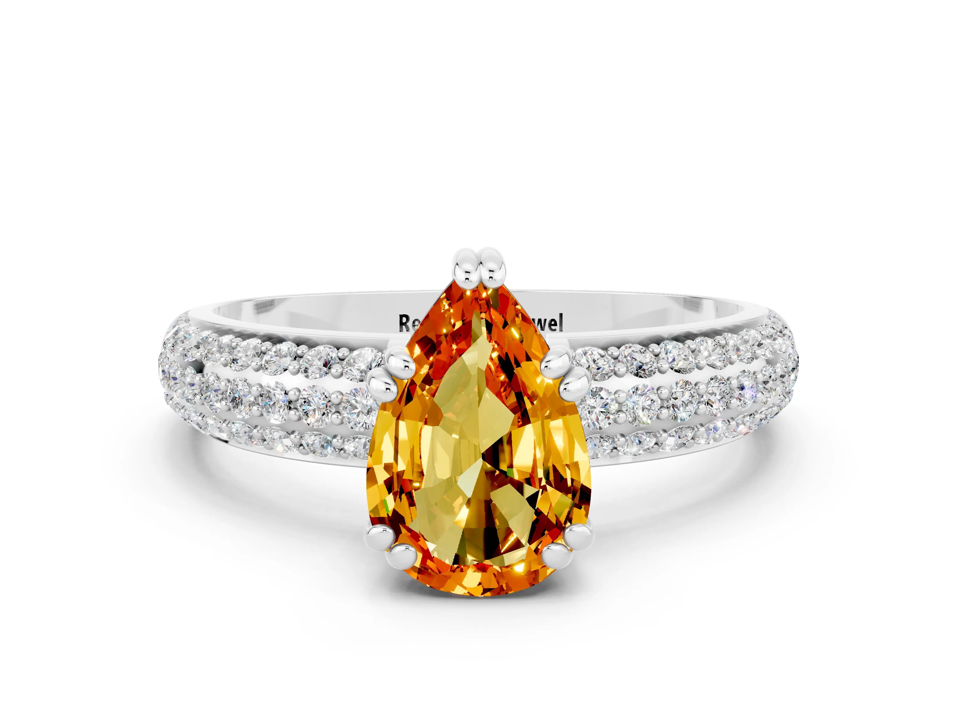 White gold Pear Cut Cut Diamond Milgrain Marquise Band with Prong Setting