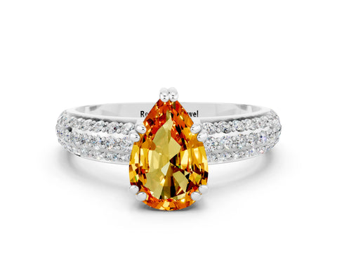 White gold Pear Cut Cut Diamond Milgrain Marquise Band with Prong Setting