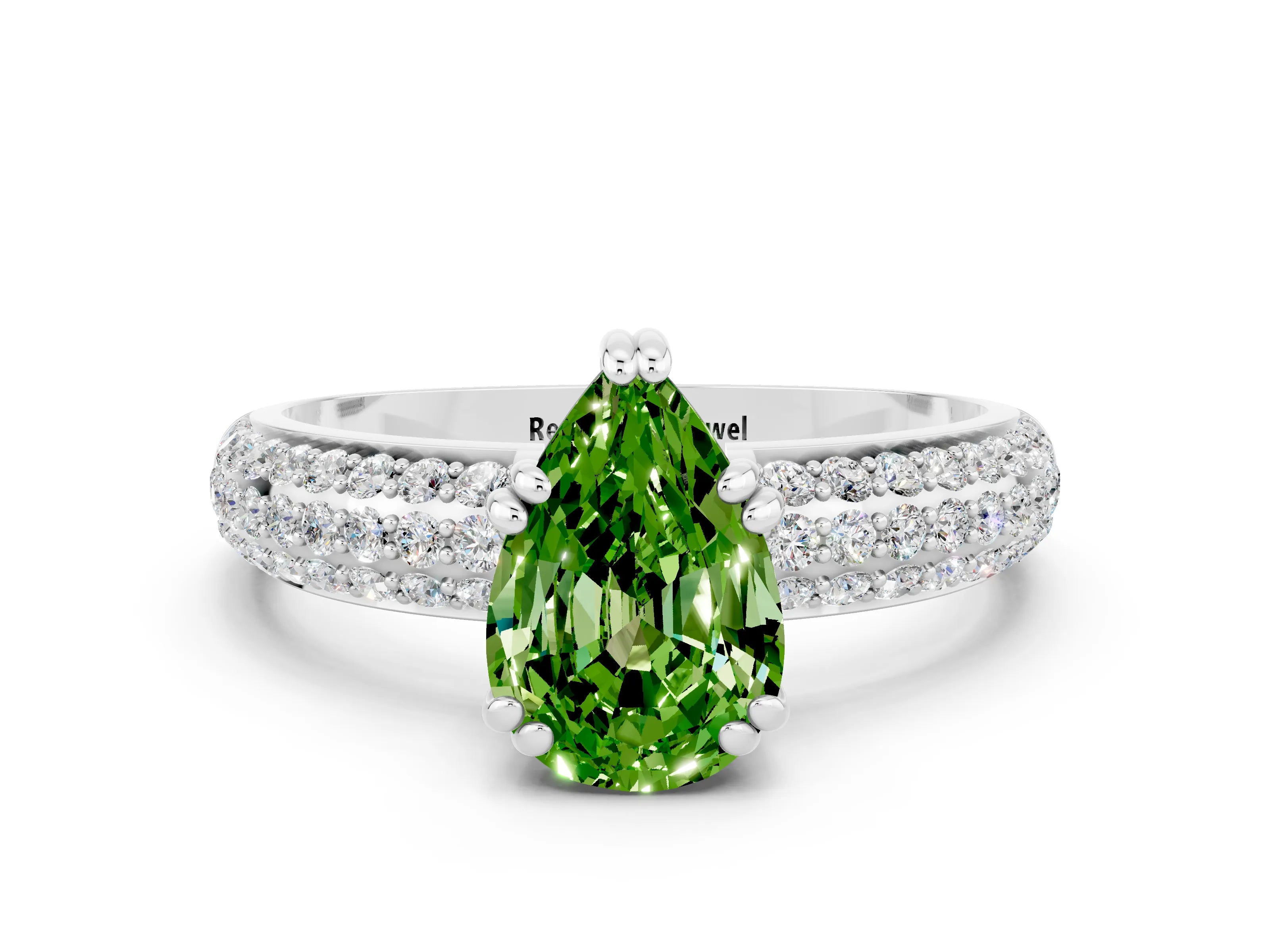 White gold Pear Cut Cut Diamond Milgrain Marquise Band with Prong Setting