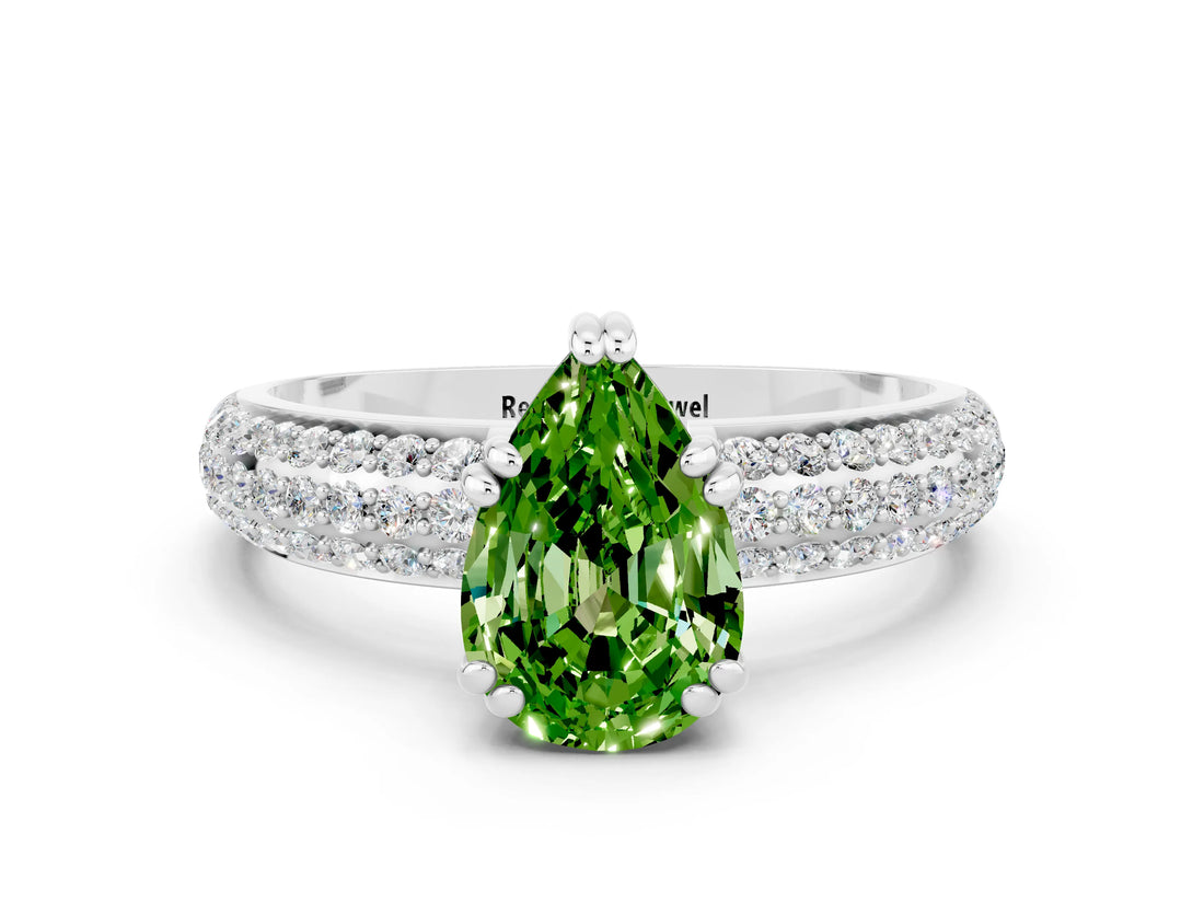 White gold Pear Cut Cut Diamond Milgrain Marquise Band with Prong Setting
