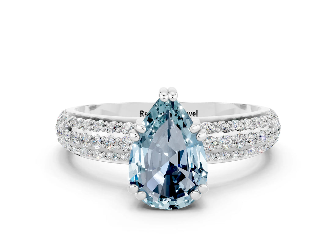 White gold Pear Cut Cut Diamond Milgrain Marquise Band with Prong Setting