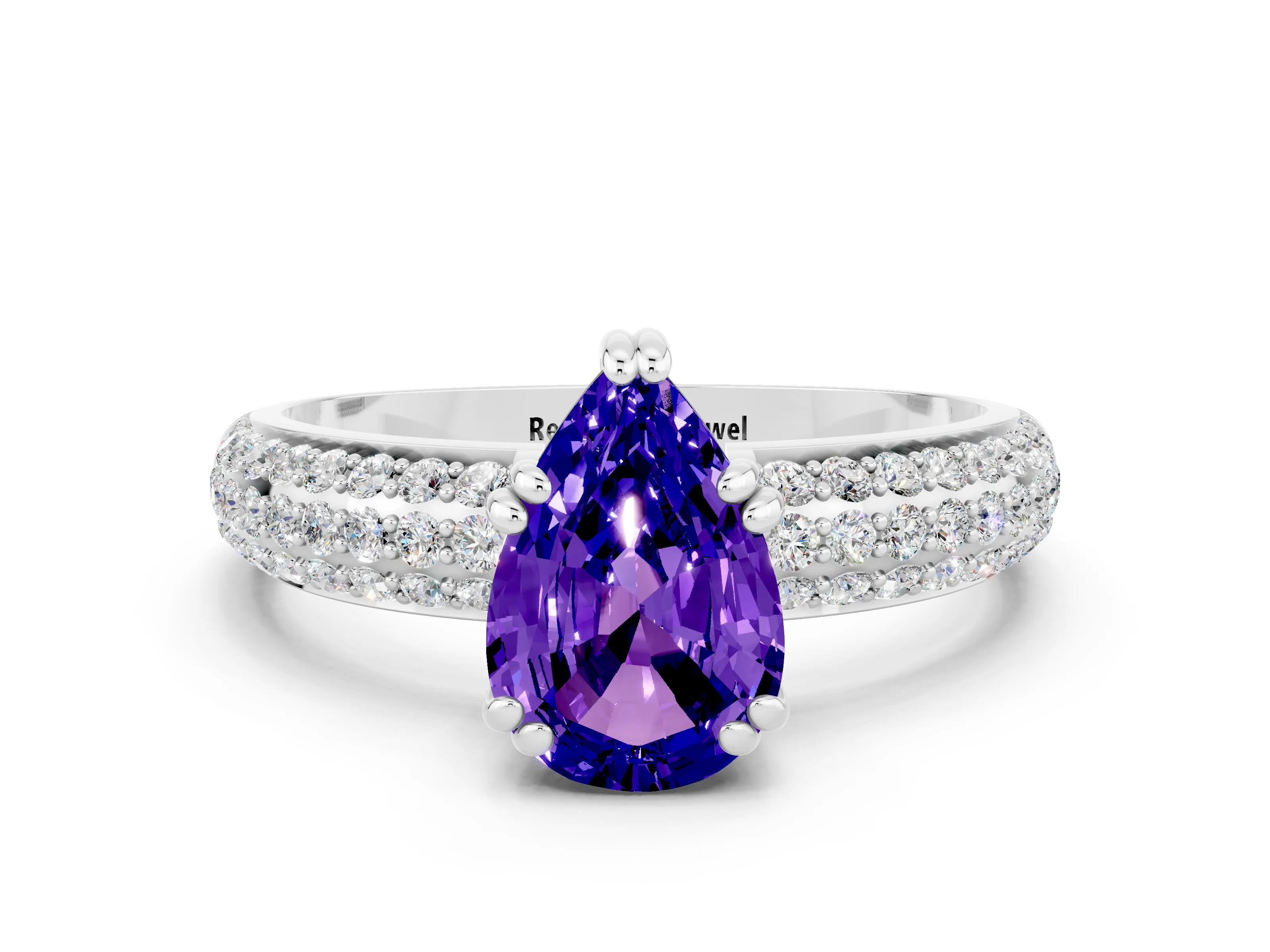 White gold Pear Cut Cut Diamond Milgrain Marquise Band with Prong Setting