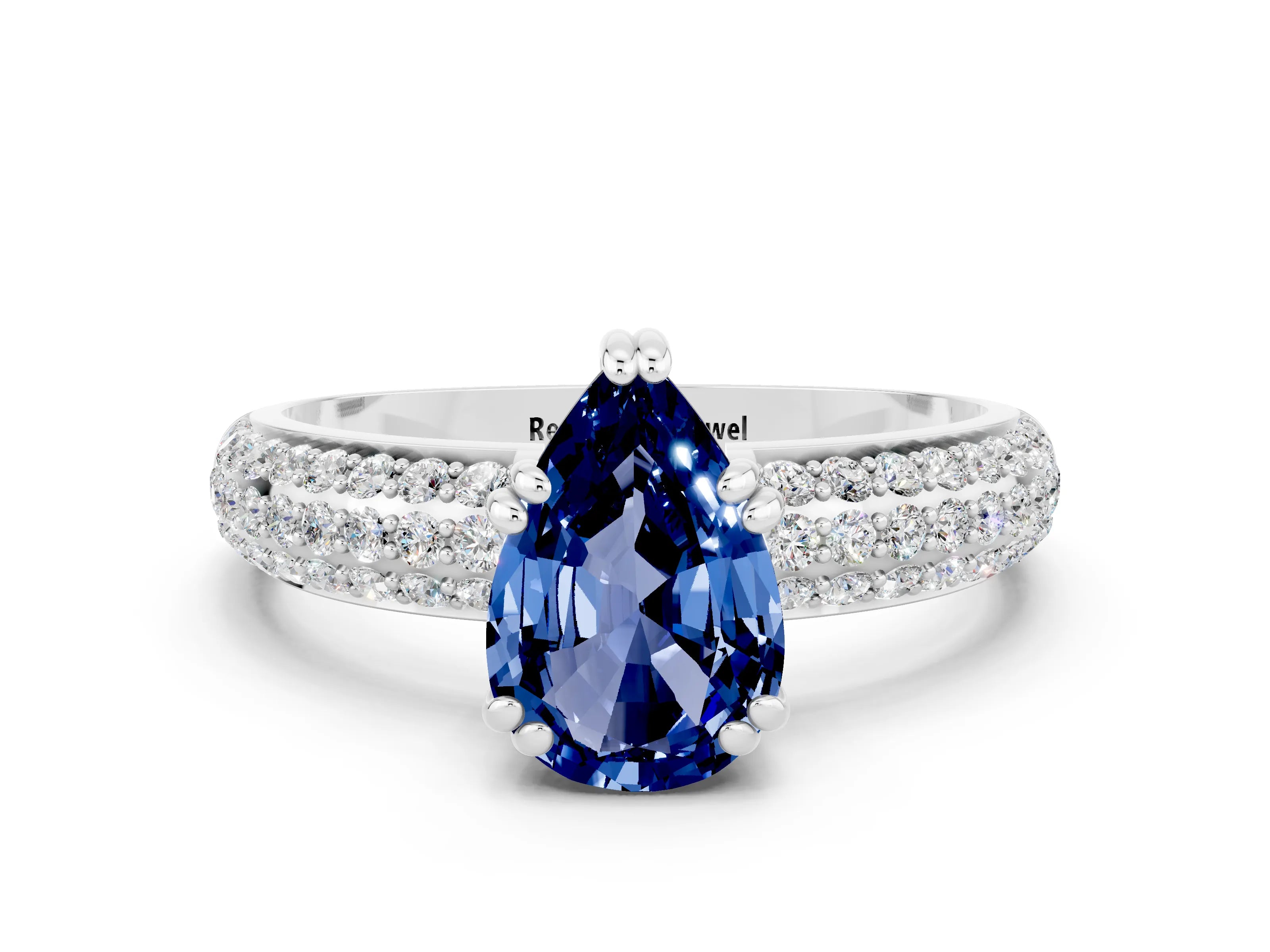 White gold Pear Cut Cut Diamond Milgrain Marquise Band with Prong Setting
