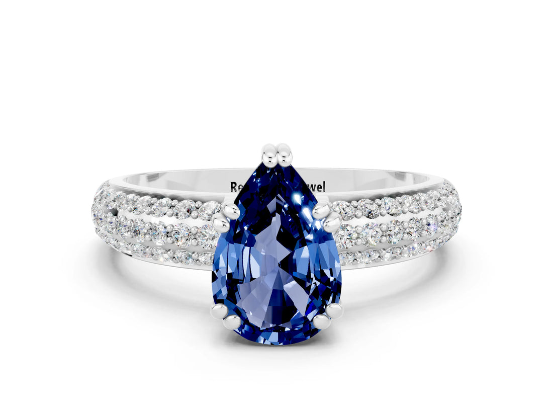 White gold Pear Cut Cut Diamond Milgrain Marquise Band with Prong Setting