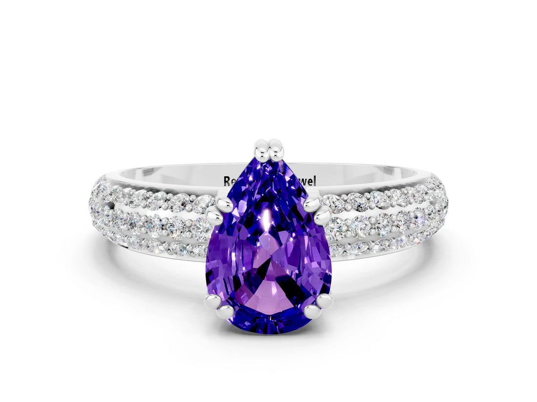White gold Pear Cut Cut Diamond Milgrain Marquise Band with Prong Setting