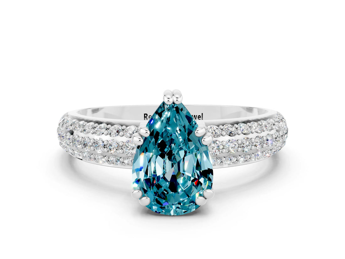 White gold Pear Cut Cut Diamond Milgrain Marquise Band with Prong Setting