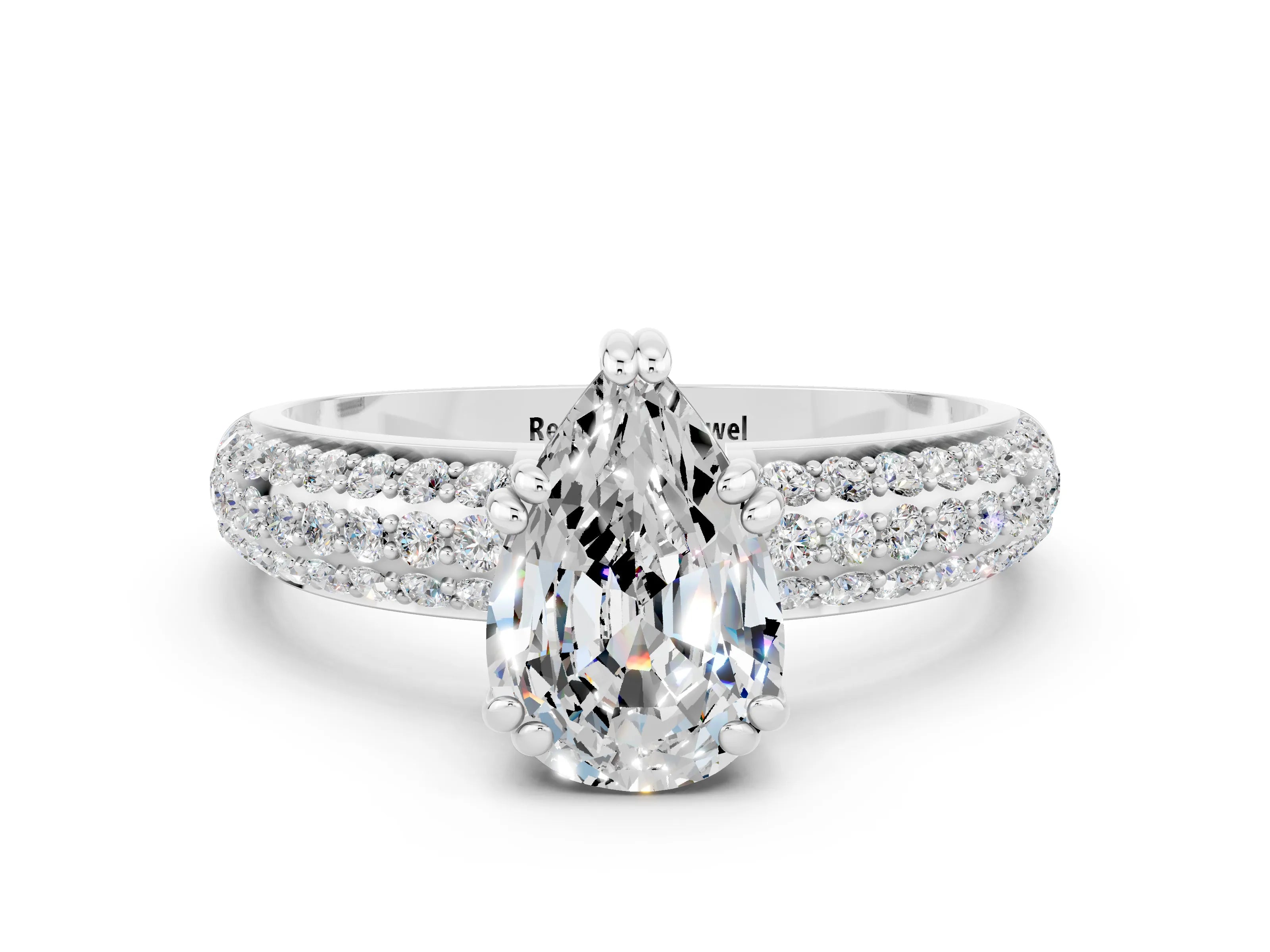 White gold Pear Cut Cut Diamond Milgrain Marquise Band with Prong Setting