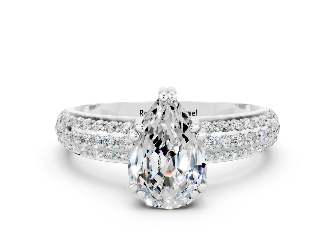 White gold Pear Cut Cut Diamond Milgrain Marquise Band with Prong Setting