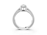 White gold Pear Cut Cut Diamond Milgrain Pave Band Four-Prong Setting Ring_10