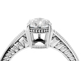 White gold Pear Cut Cut Diamond Milgrain Pave Band Four-Prong Setting Ring_11