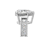 White gold Pear Cut Cut Diamond Milgrain Pave Band Four-Prong Setting Ring_12