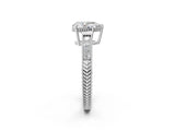 White gold Pear Cut Cut Diamond Milgrain Pave Band Four-Prong Setting Ring_9