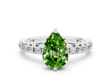 White gold Pear Cut Cut Diamond Pavé Band with Four-Prong Setting