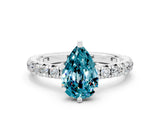 White gold Pear Cut Cut Diamond Pavé Band with Four-Prong Setting