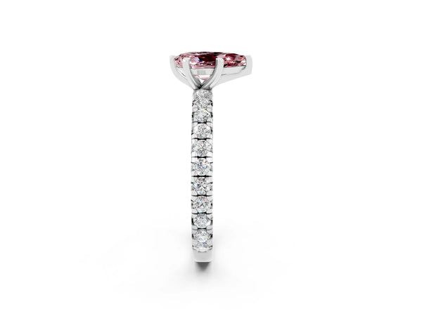 Silver Pear Cut Cut Diamond Pavé Band with Four-Prong Setting