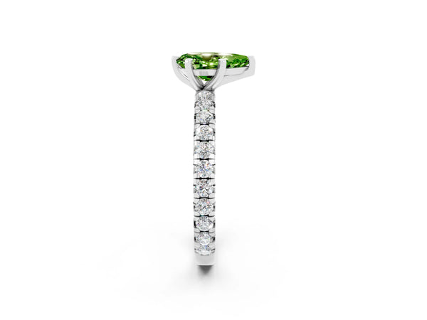 Platinum Pear Cut Cut Diamond Pavé Band with Four-Prong Setting