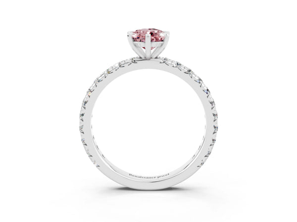 Silver Pear Cut Cut Diamond Pavé Band with Four-Prong Setting