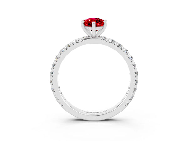 Platinum Pear Cut Cut Diamond Pavé Band with Four-Prong Setting
