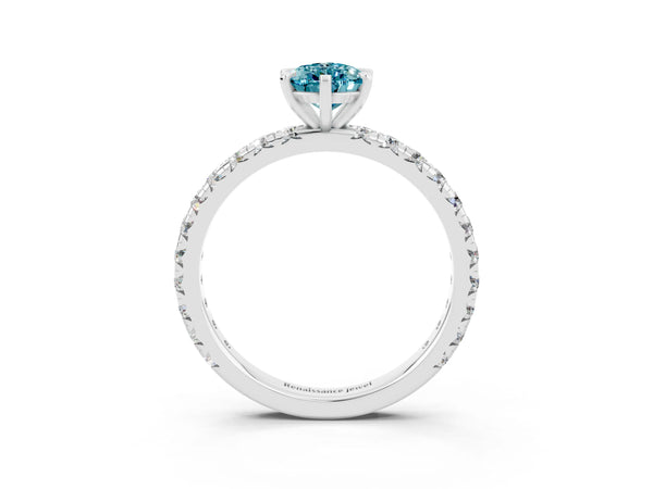 Platinum Pear Cut Cut Diamond Pavé Band with Four-Prong Setting